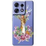 Чехол со стразами Motorola Edge 50 Pro Deer with flowers