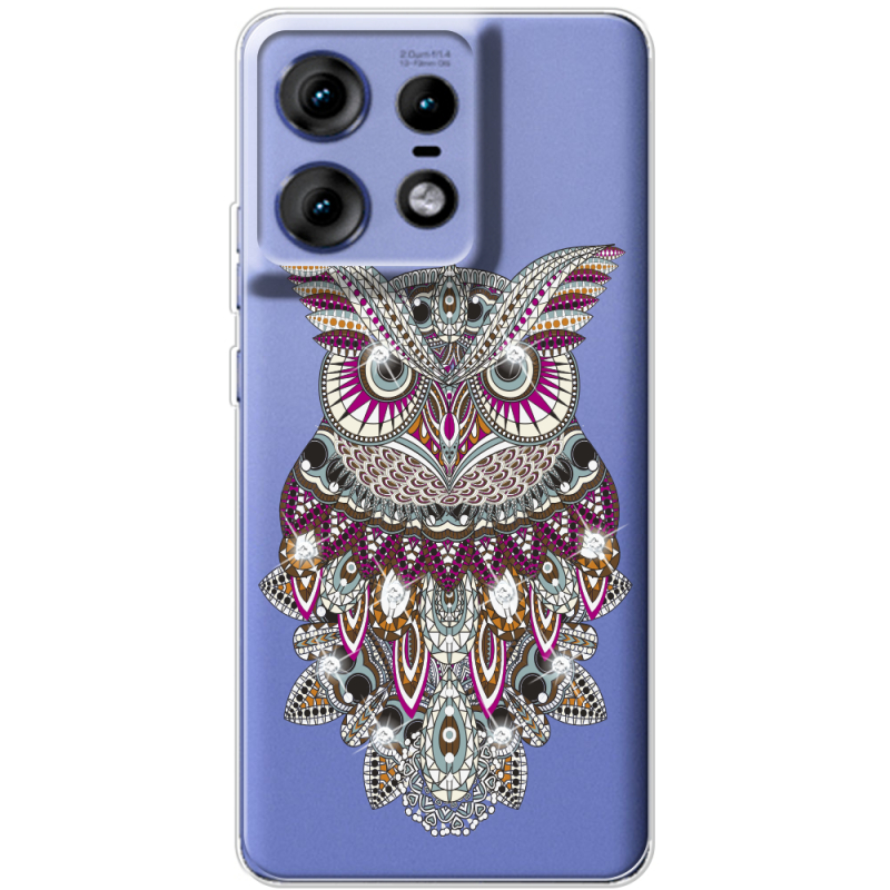 Чехол со стразами Motorola Edge 50 Pro Owl