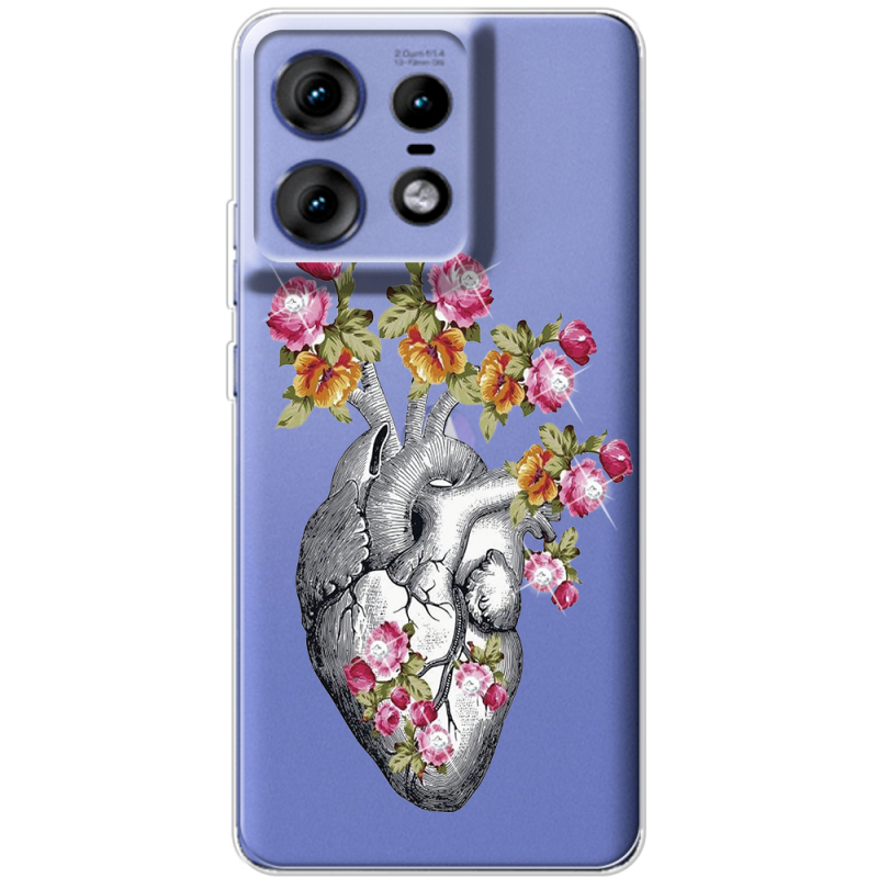 Чехол со стразами Motorola Edge 50 Pro Heart