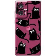 Прозрачный чехол BoxFace Motorola Edge 50 Fusion с 3D-глазками Black Kitty