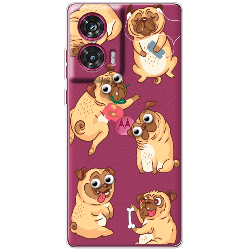 Прозрачный чехол BoxFace Motorola Edge 50 Fusion с 3D-глазками Pug