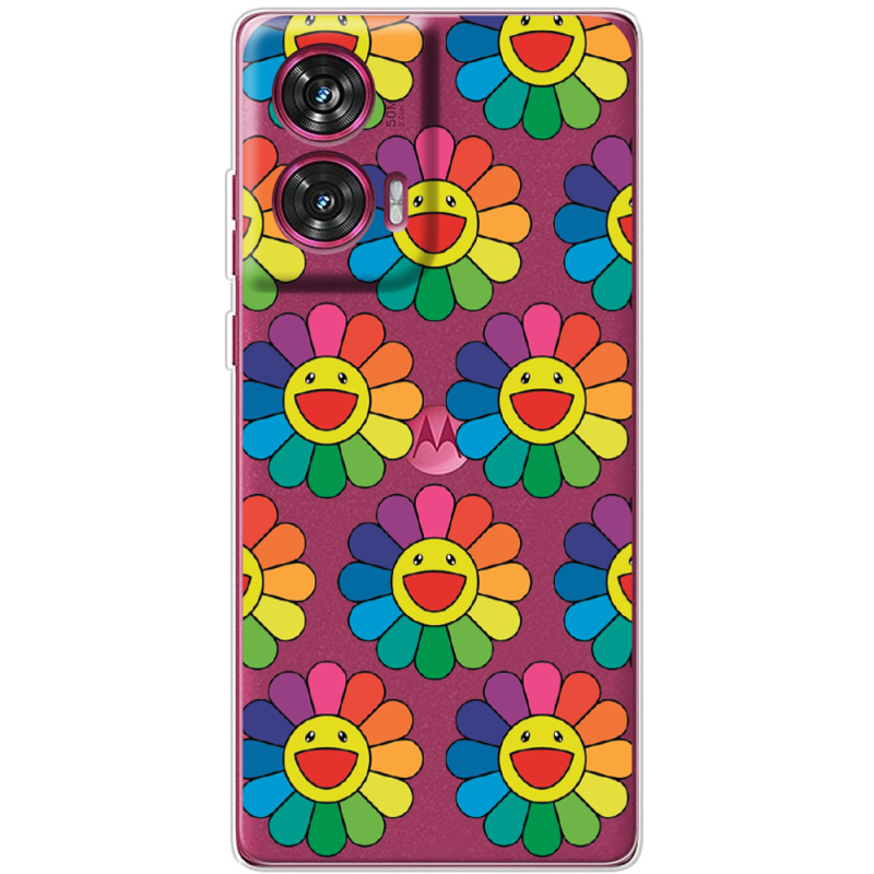 Прозрачный чехол BoxFace Motorola Edge 50 Fusion Hippie Flowers