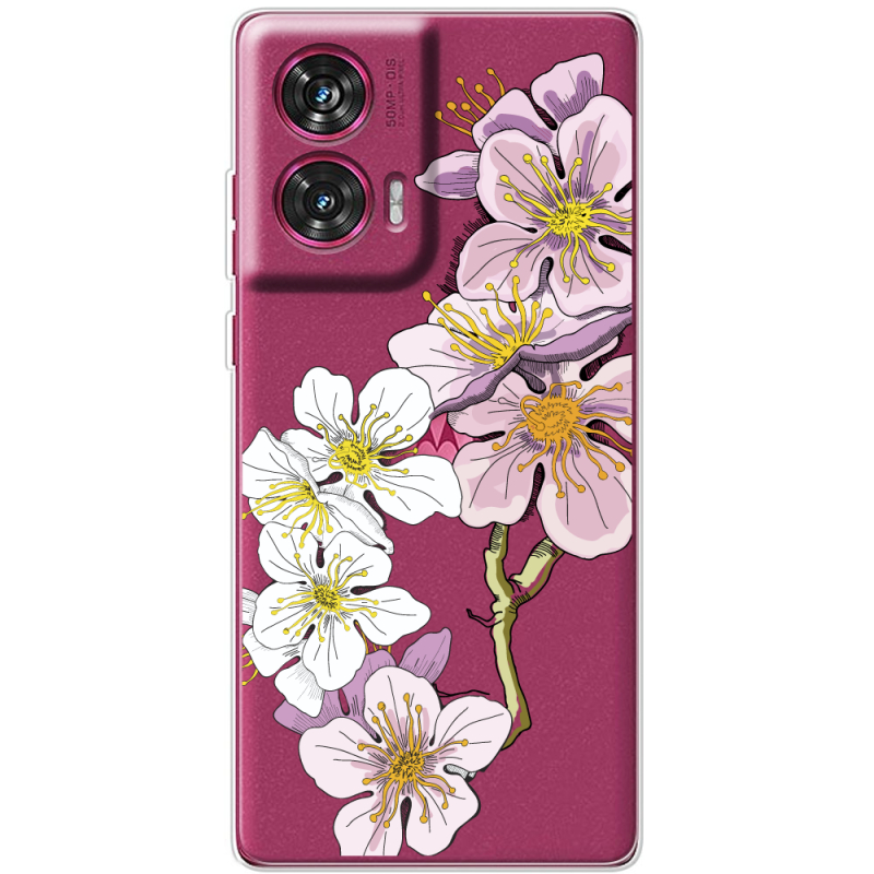 Прозрачный чехол BoxFace Motorola Edge 50 Fusion Cherry Blossom