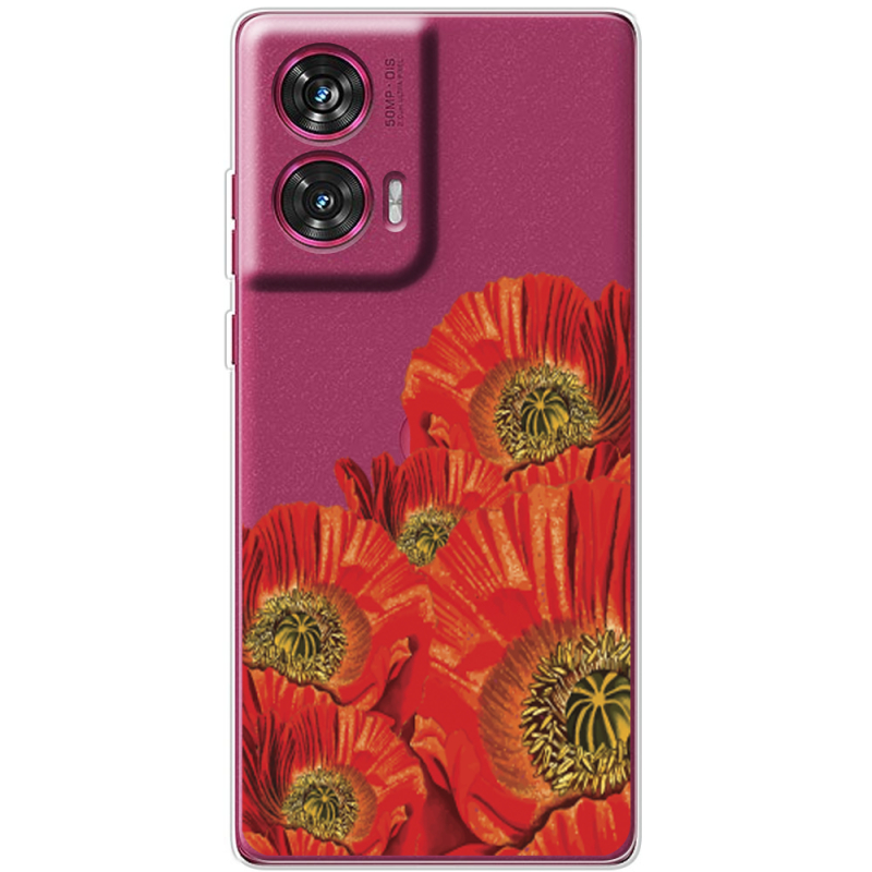 Прозрачный чехол BoxFace Motorola Edge 50 Fusion Red Poppies