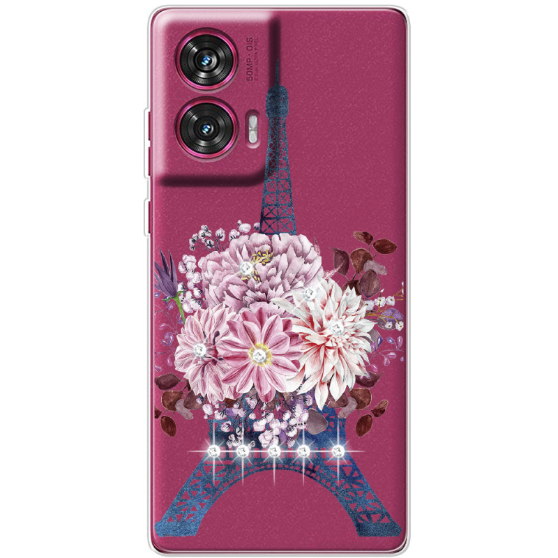 Чехол со стразами Motorola Edge 50 Fusion Eiffel Tower