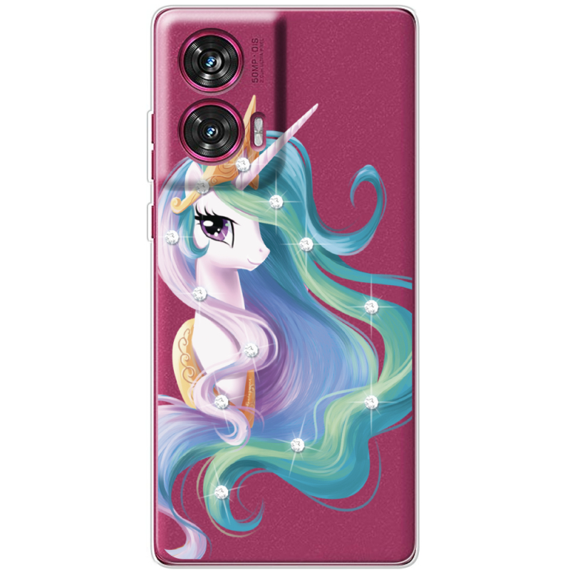 Чехол со стразами Motorola Edge 50 Fusion Unicorn Queen