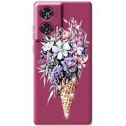 Чехол со стразами Motorola Edge 50 Fusion Ice Cream Flowers