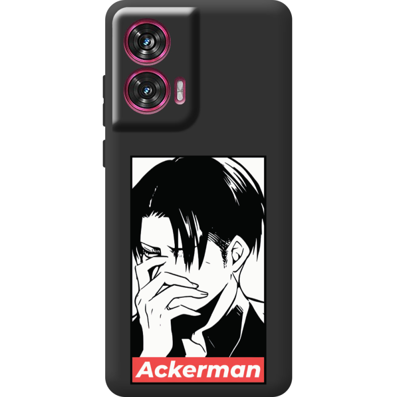 Черный чехол BoxFace Motorola Edge 50 Fusion Attack On Titan - Ackerman