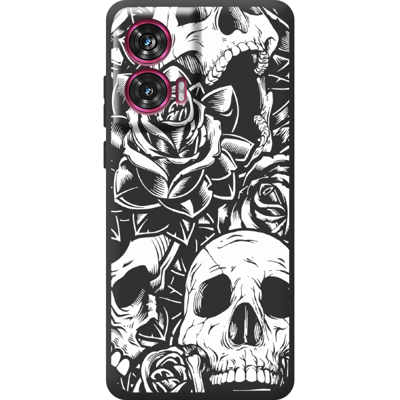 Черный чехол BoxFace Motorola Edge 50 Fusion Skull and Roses