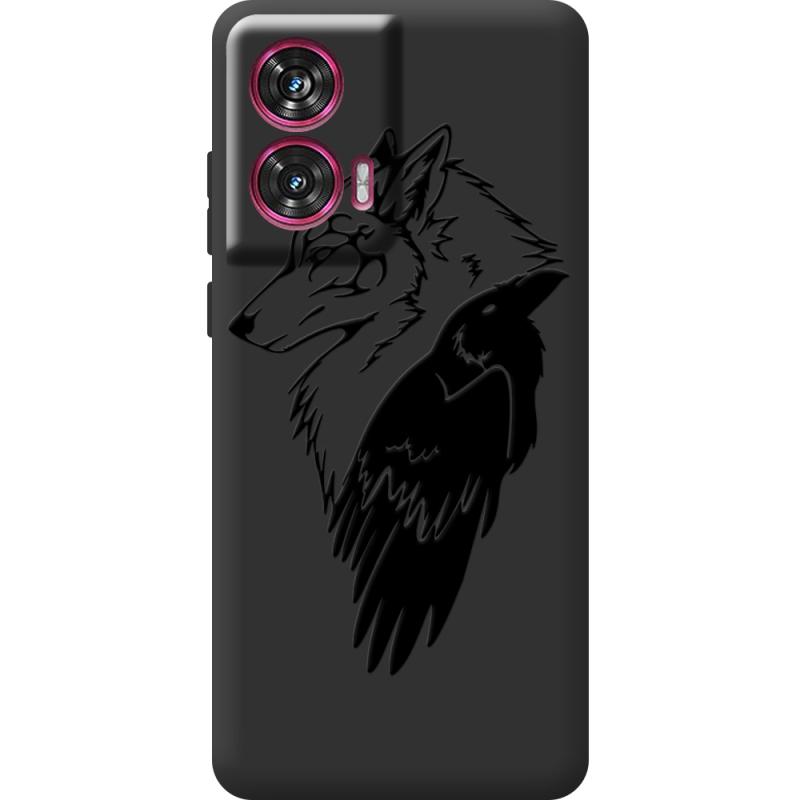 Черный чехол BoxFace Motorola Edge 50 Fusion Wolf and Raven