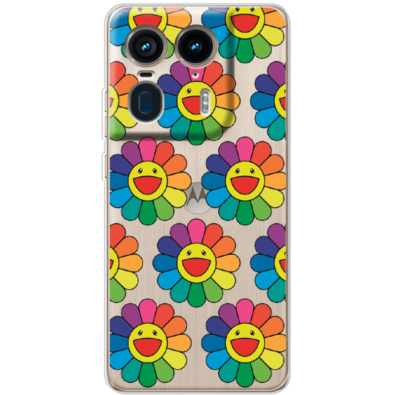 Прозрачный чехол BoxFace Motorola Edge 50 Ultra Hippie Flowers