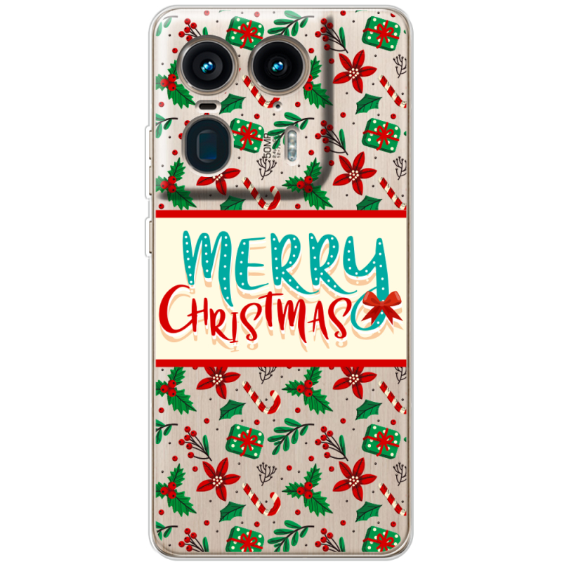 Прозрачный чехол BoxFace Motorola Edge 50 Ultra Vintage Christmas Pattern