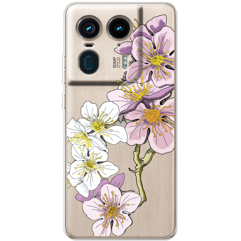 Прозрачный чехол BoxFace Motorola Edge 50 Ultra Cherry Blossom