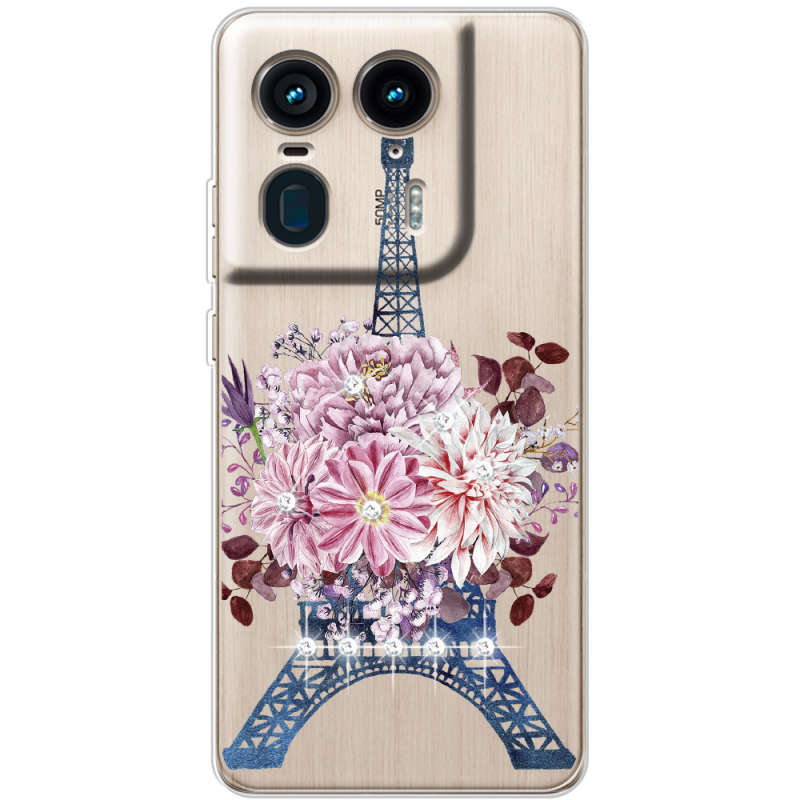 Чехол со стразами Motorola Edge 50 Ultra Eiffel Tower