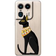 Чехол со стразами Motorola Edge 50 Ultra Egipet Cat