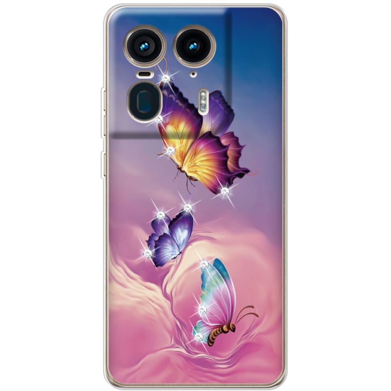 Чехол со стразами Motorola Edge 50 Ultra Butterflies