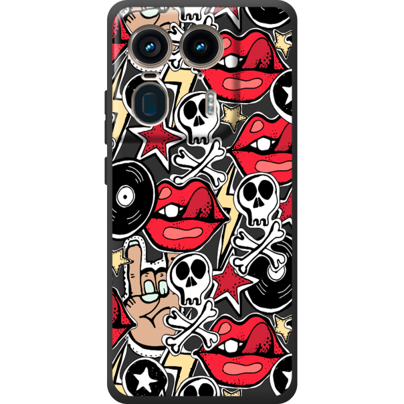 Черный чехол BoxFace Motorola Edge 50 Ultra Rock Graffiti