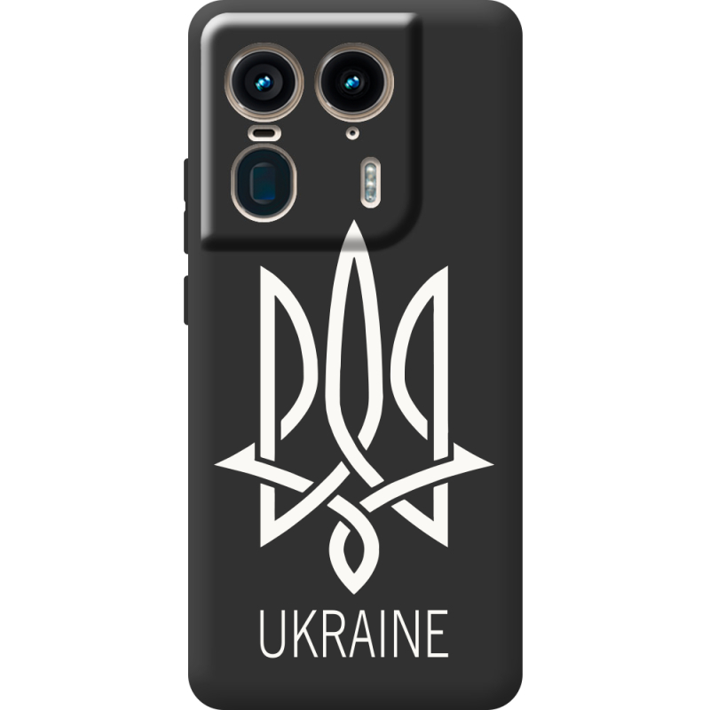 Черный чехол BoxFace Motorola Edge 50 Ultra Тризуб монограмма ukraine