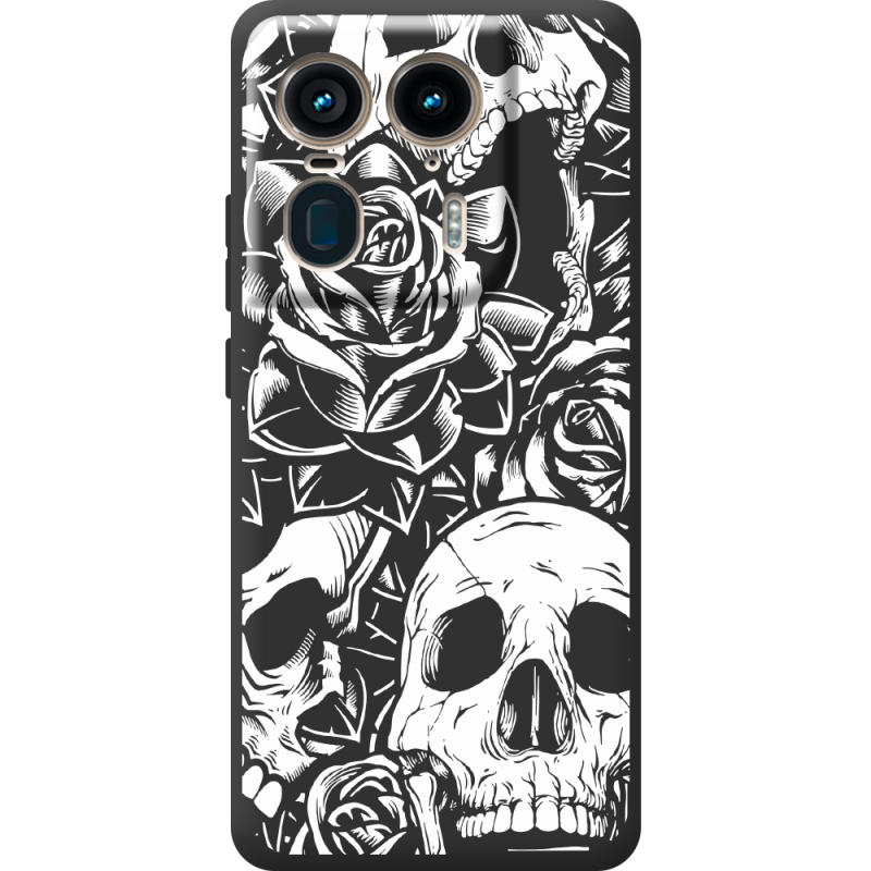 Черный чехол BoxFace Motorola Edge 50 Ultra Skull and Roses