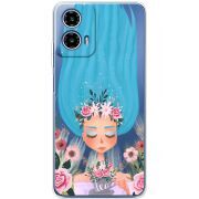 Прозрачный чехол BoxFace Motorola G34 Blue Hair