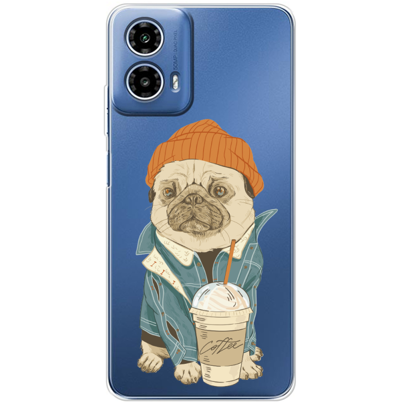 Прозрачный чехол BoxFace Motorola G34 Dog Coffeeman