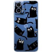 Прозрачный чехол BoxFace Motorola G34 с 3D-глазками Black Kitty