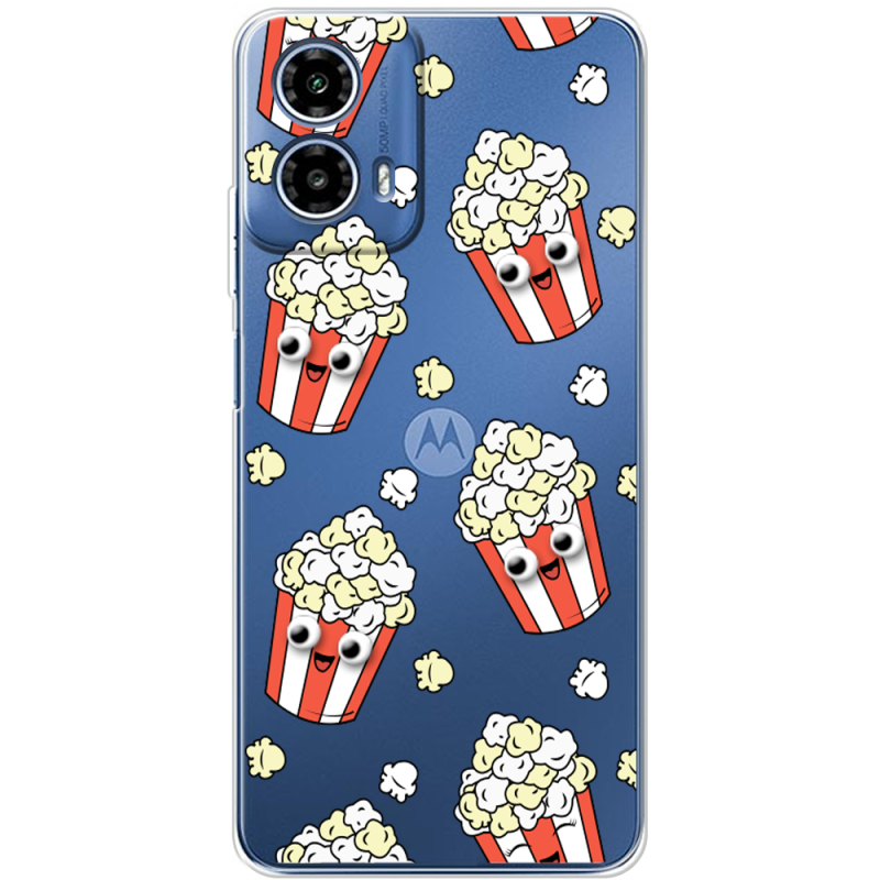 Прозрачный чехол BoxFace Motorola G34 с 3D-глазками Popcorn