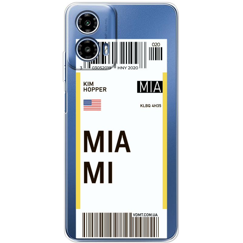 Прозрачный чехол BoxFace Motorola G34 Ticket Miami