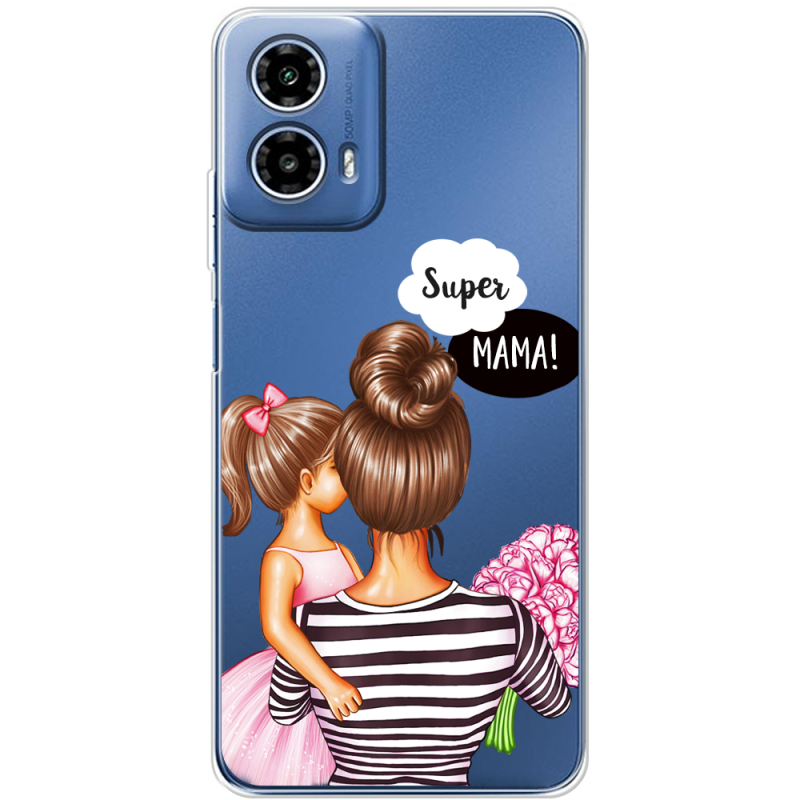 Прозрачный чехол BoxFace Motorola G34 Super Mama and Daughter