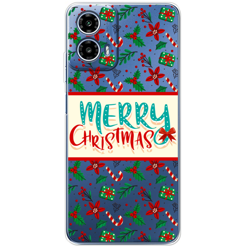 Прозрачный чехол BoxFace Motorola G34 Vintage Christmas Pattern