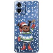 Прозрачный чехол BoxFace Motorola G34 Christmas Deer with Snow