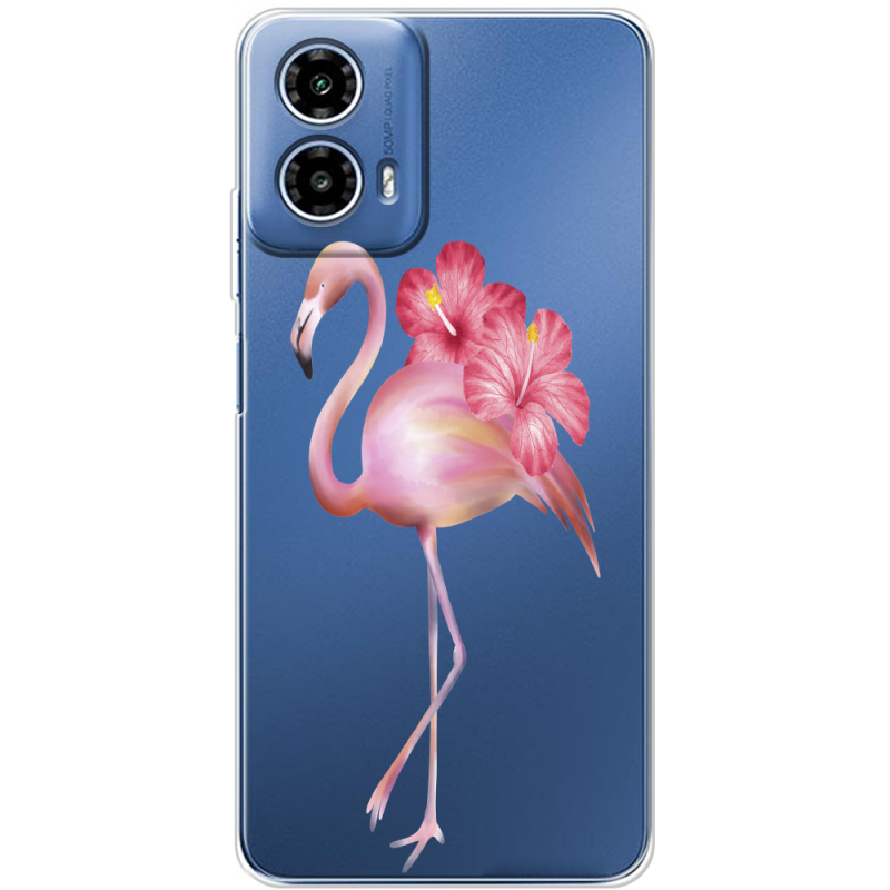 Прозрачный чехол BoxFace Motorola G34 Floral Flamingo