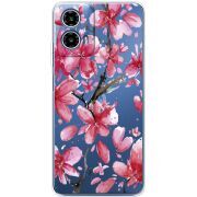 Прозрачный чехол BoxFace Motorola G34 Pink Magnolia