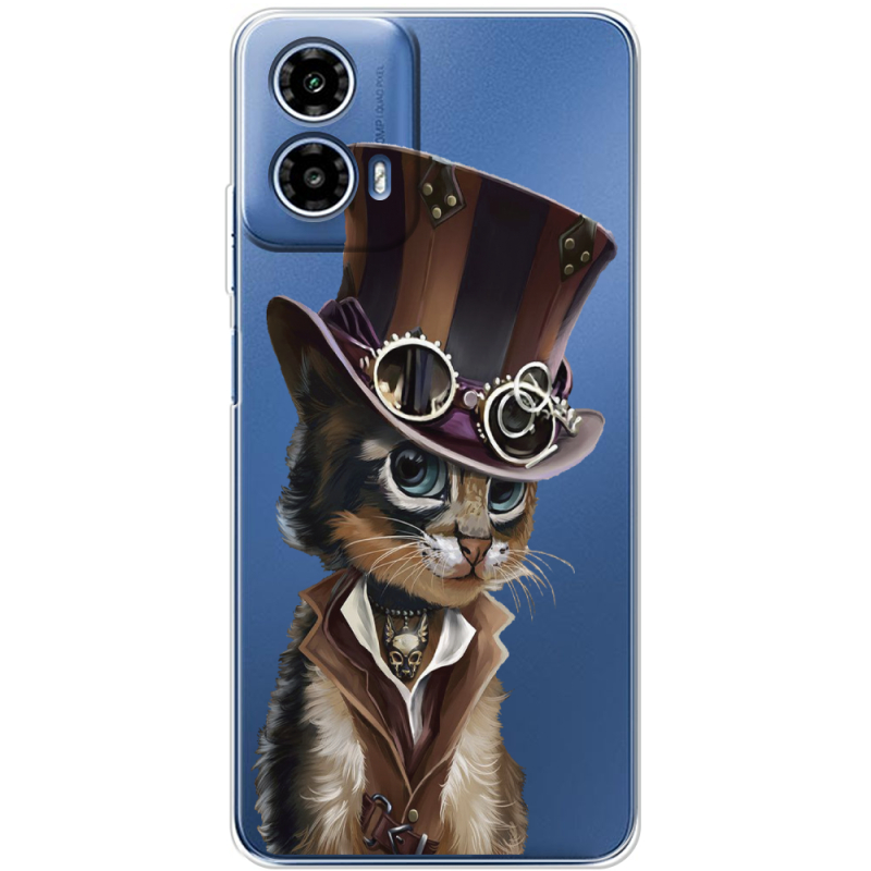 Прозрачный чехол BoxFace Motorola G34 Steampunk Cat