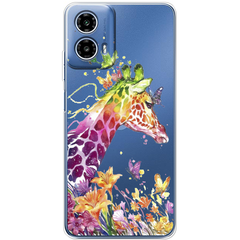 Прозрачный чехол BoxFace Motorola G34 Colorful Giraffe