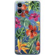 Прозрачный чехол BoxFace Motorola G34 Tropical Flowers