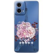 Чехол со стразами Motorola G34 Eiffel Tower