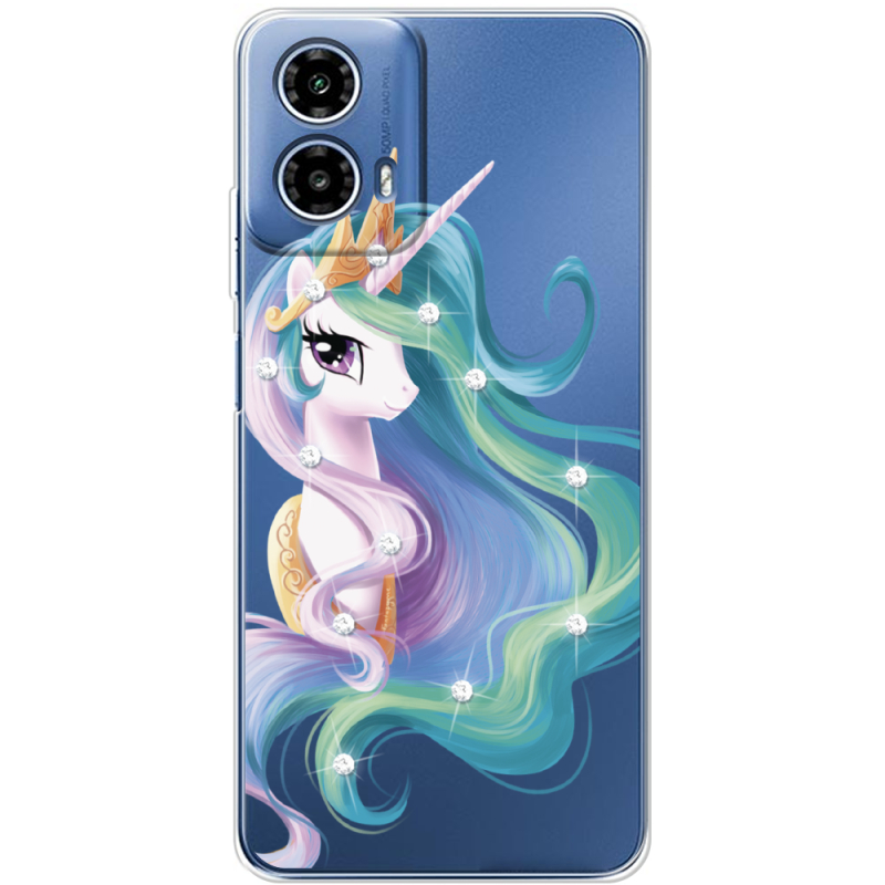 Чехол со стразами Motorola G34 Unicorn Queen