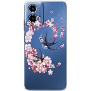 Чехол со стразами Motorola G34 Swallows and Bloom