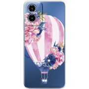 Чехол со стразами Motorola G34 Pink Air Baloon