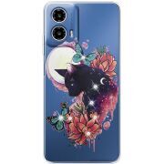 Чехол со стразами Motorola G34 Cat in Flowers