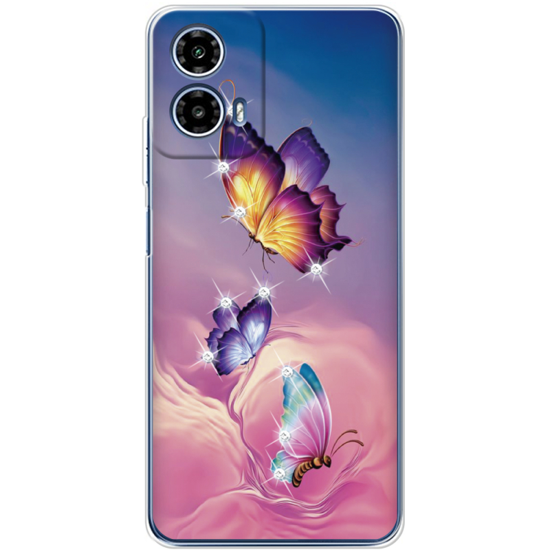 Чехол со стразами Motorola G34 Butterflies