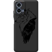 Черный чехол BoxFace Motorola G34 Wolf and Raven