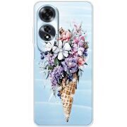 Чехол со стразами OPPO A60 Ice Cream Flowers