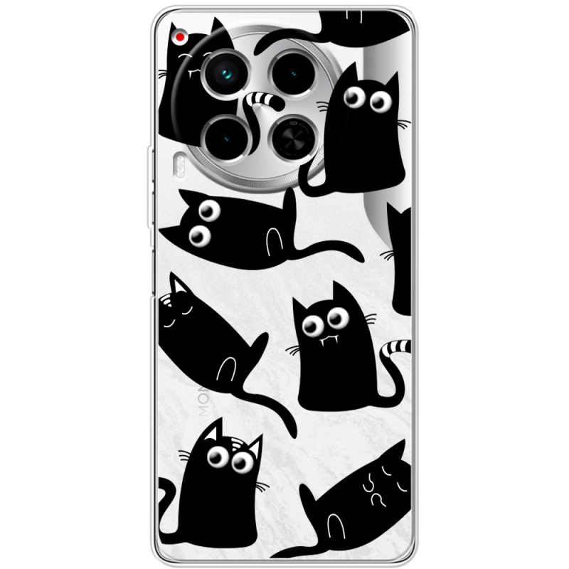 Прозрачный чехол BoxFace Tecno Camon 30 с 3D-глазками Black Kitty