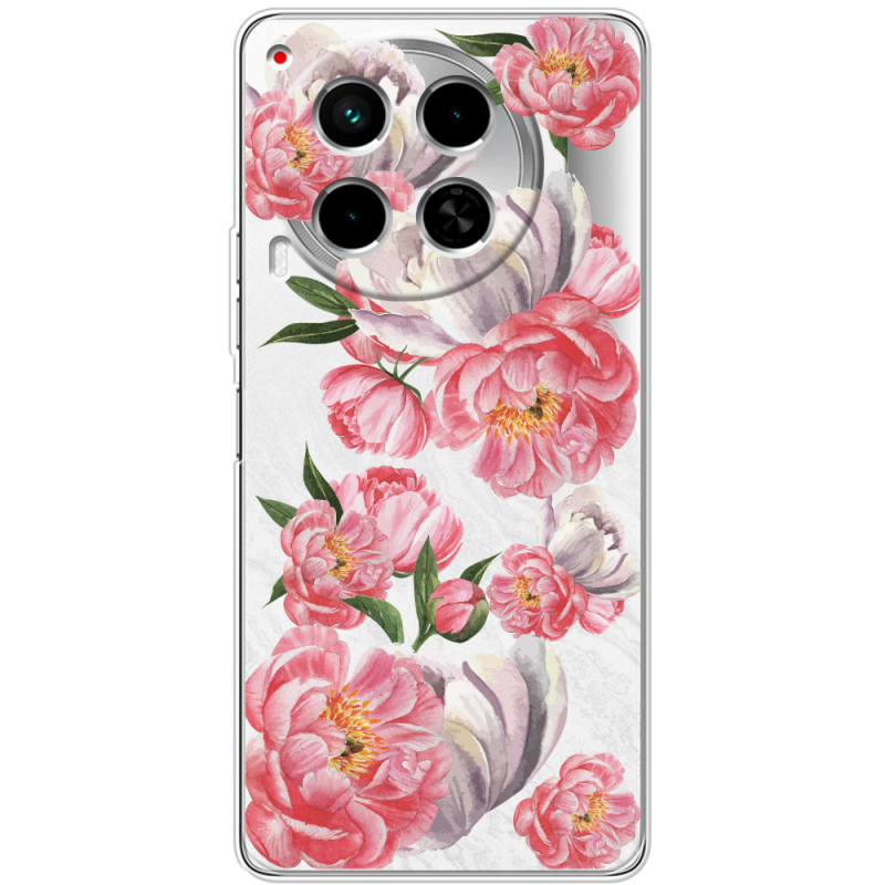 Прозрачный чехол BoxFace Tecno Camon 30 Peony Watercolor Style