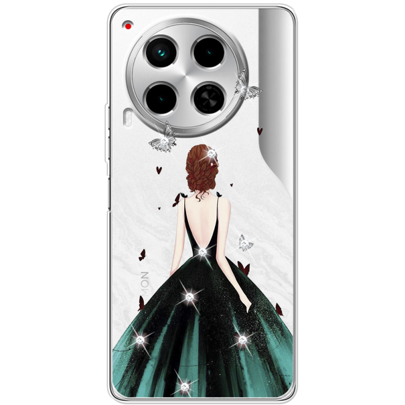 Чехол со стразами BoxFace Tecno Camon 30 Girl in the green dress