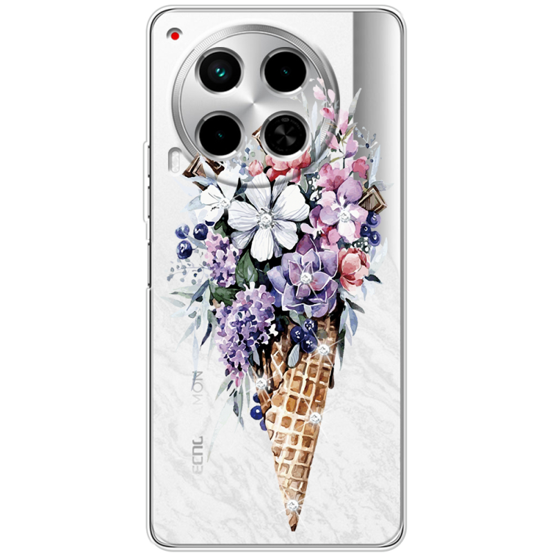 Чехол со стразами BoxFace Tecno Camon 30 Ice Cream Flowers