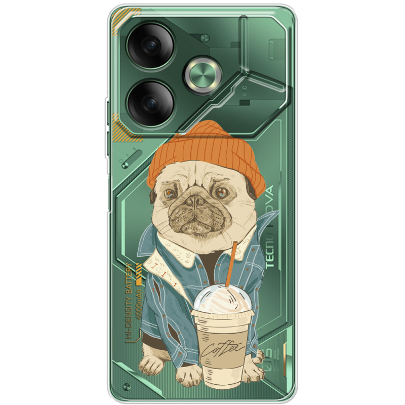 Прозрачный чехол BoxFace Tecno POVA 6 Dog Coffeeman