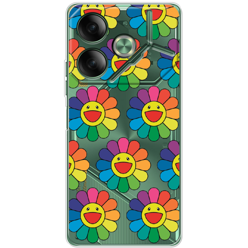 Прозрачный чехол BoxFace Tecno POVA 6 Hippie Flowers